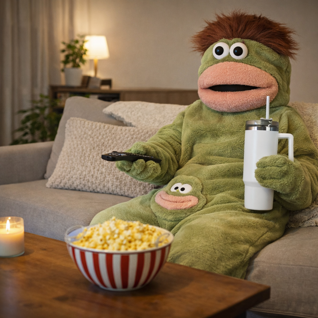 Goofy Green onesie for a cozy movie night